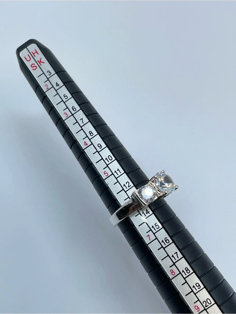 Swarovski Crystal Elements 3 Stone Ring Round Cut Silver Sz 6 Statement Bridal